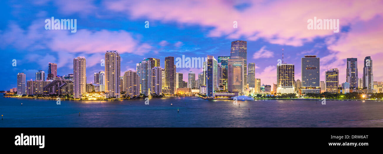 Miami, Florida, Stati Uniti d'America skyline panorama. Foto Stock