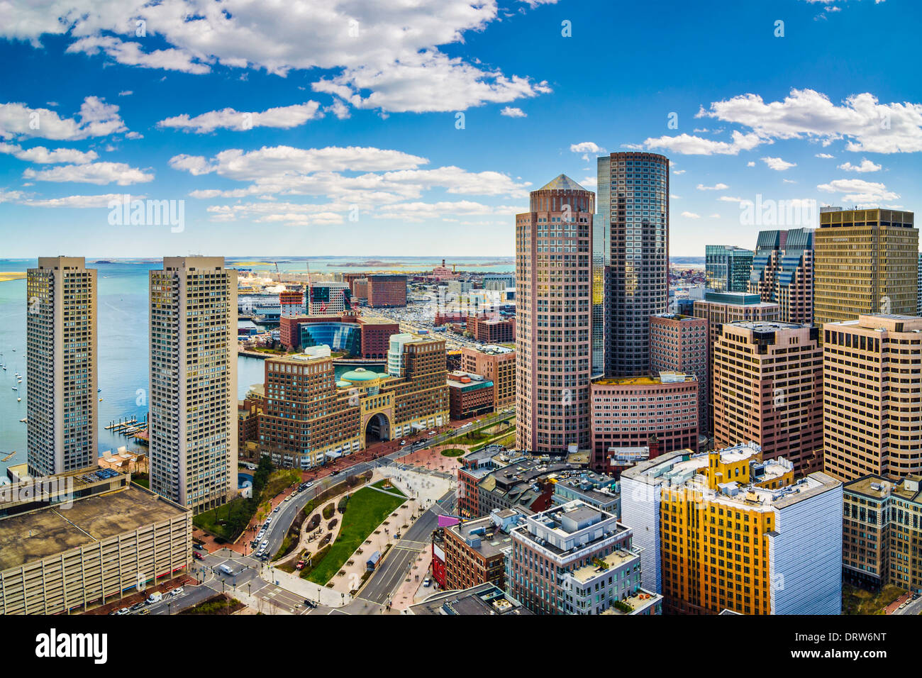 Boston, Massachusetts vista aerea e lo skyline Foto Stock