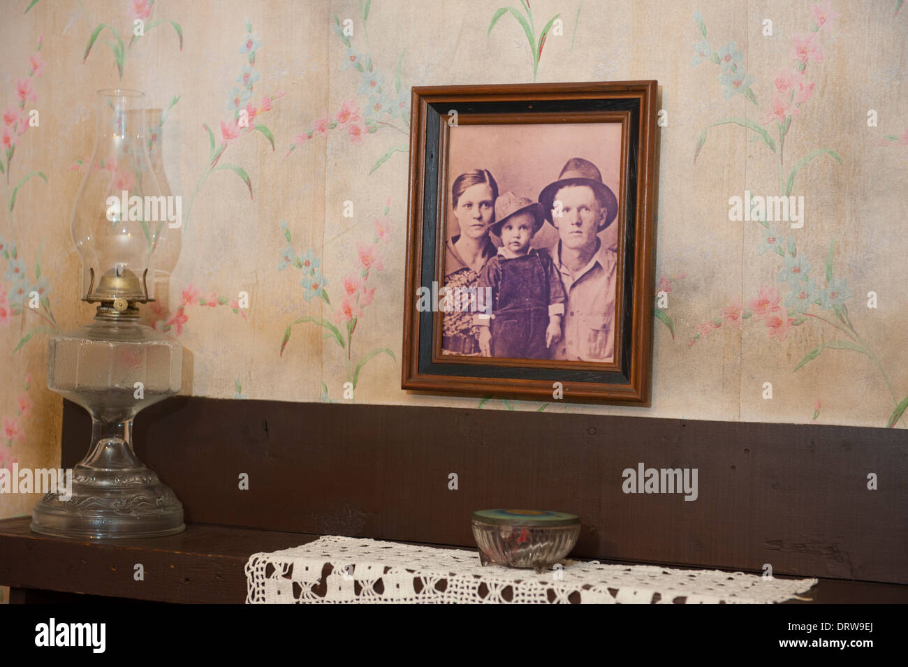 Stati Uniti Mississippi MS Miss Tupelo Elvis Presley birthplace home nascita - Ritratto di famiglia in camera da letto Foto Stock