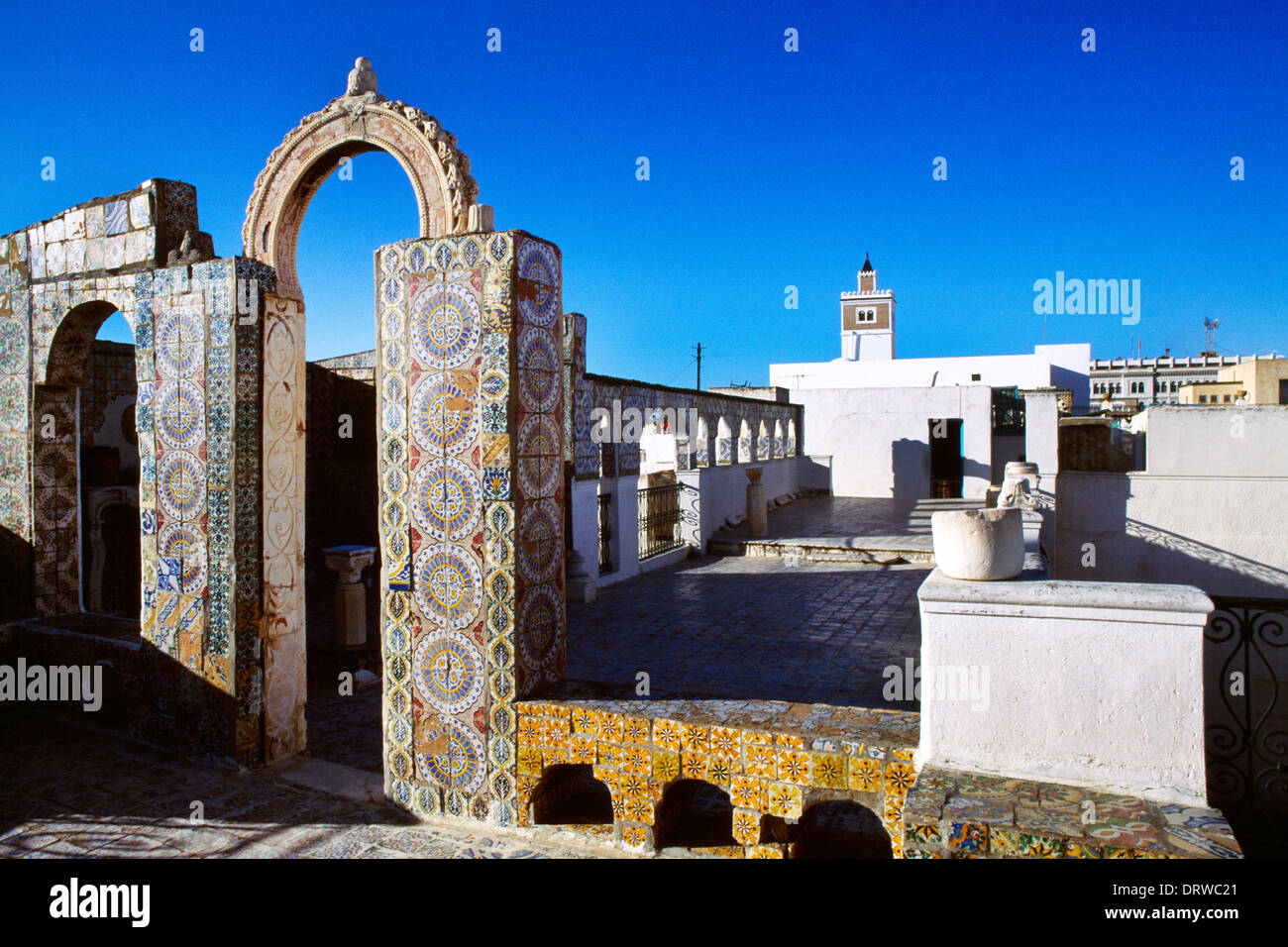 Tunisi Tunisia Grande Moschea Djemma Ez Zitouna terrazza sul tetto Foto Stock