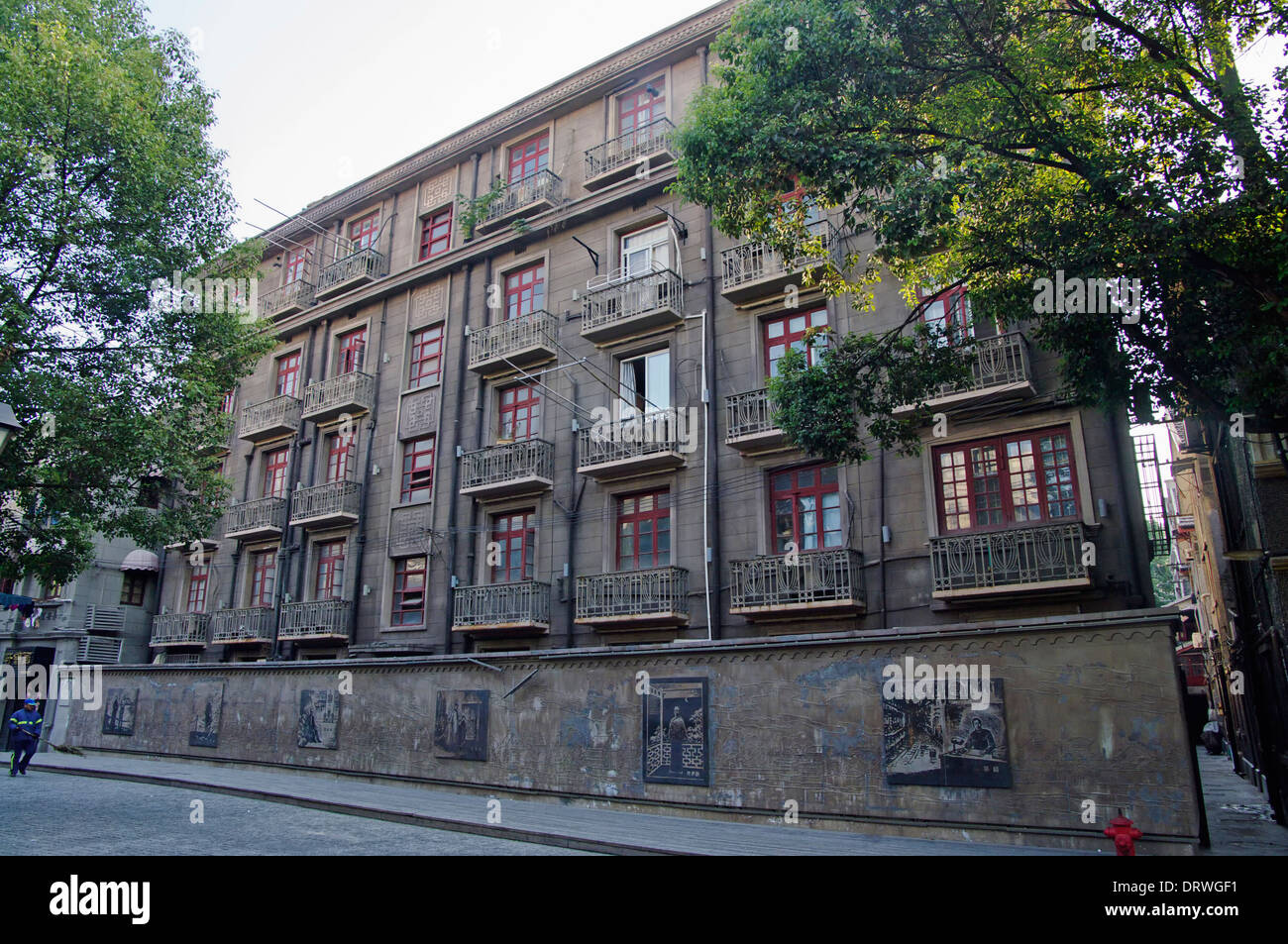 Cinese casa vecchia zona di Shanghai. Cina.16.11.2013 Foto Stock