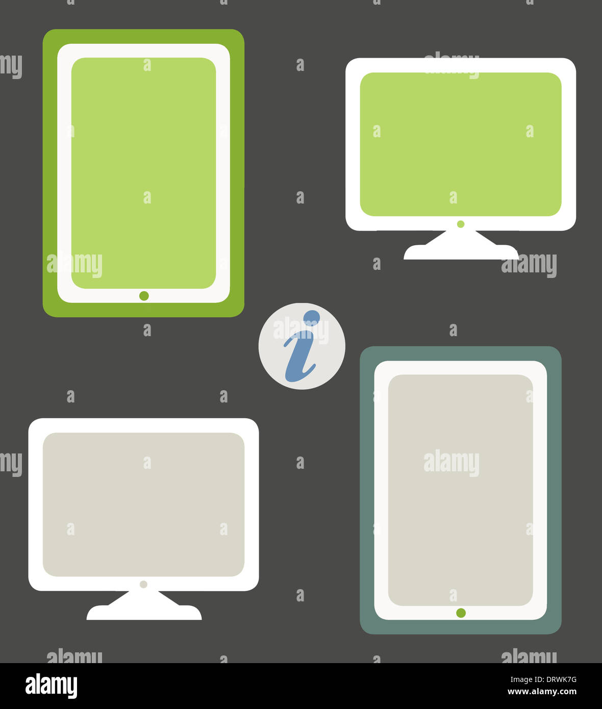 Schermo di computer e tablet icone in risposta web design di colori. Foto Stock