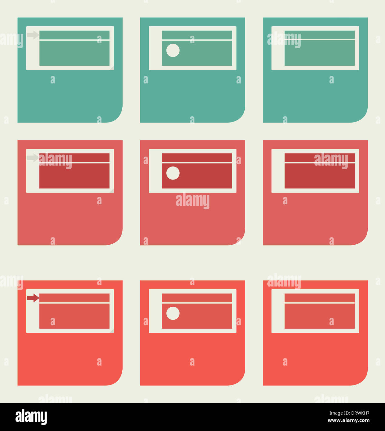 Set di piatto unico web design icone con copia spazio. Foto Stock