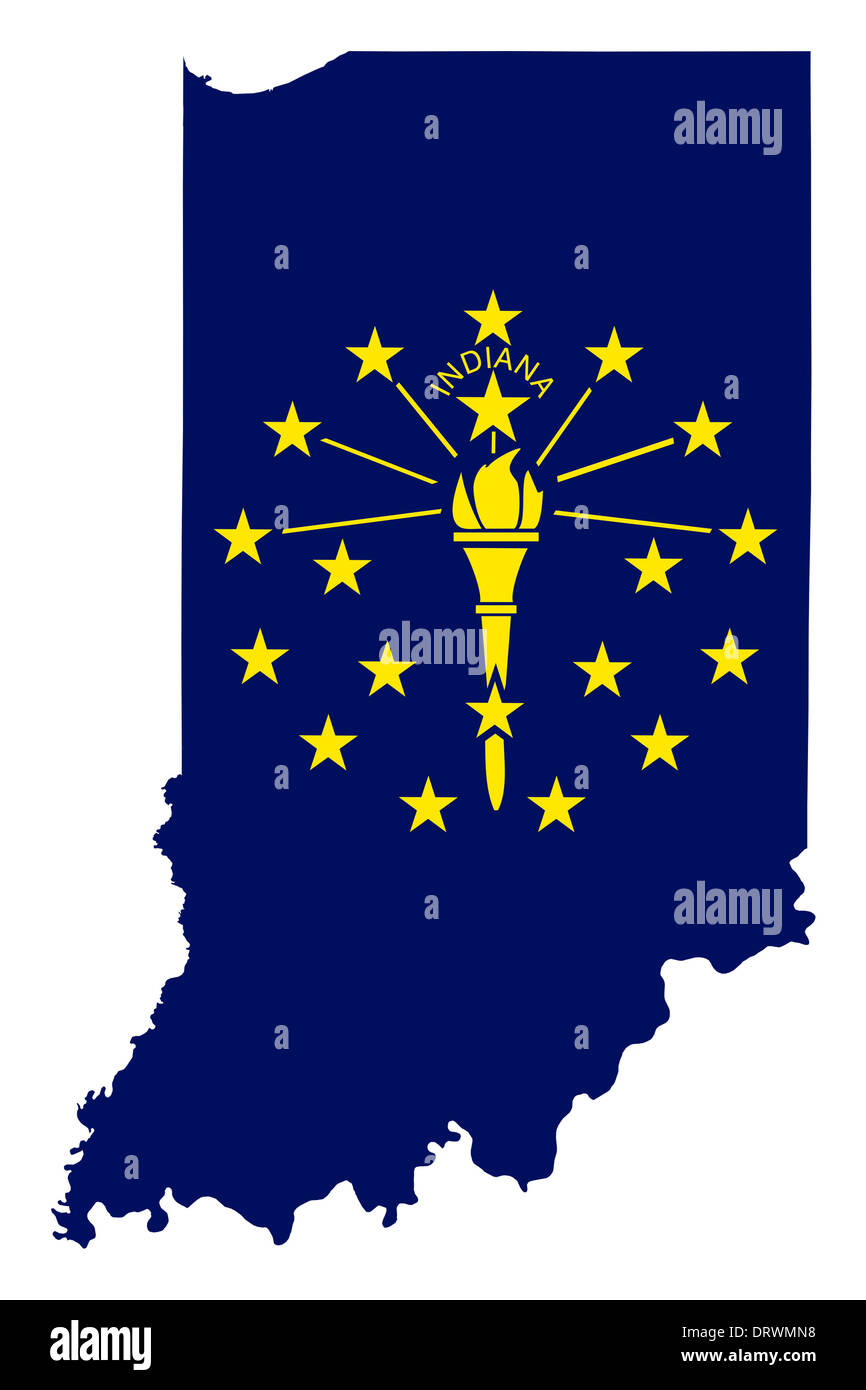 Stato di bandiera indiana mappa isolato su uno sfondo bianco, U.S.A. Foto Stock