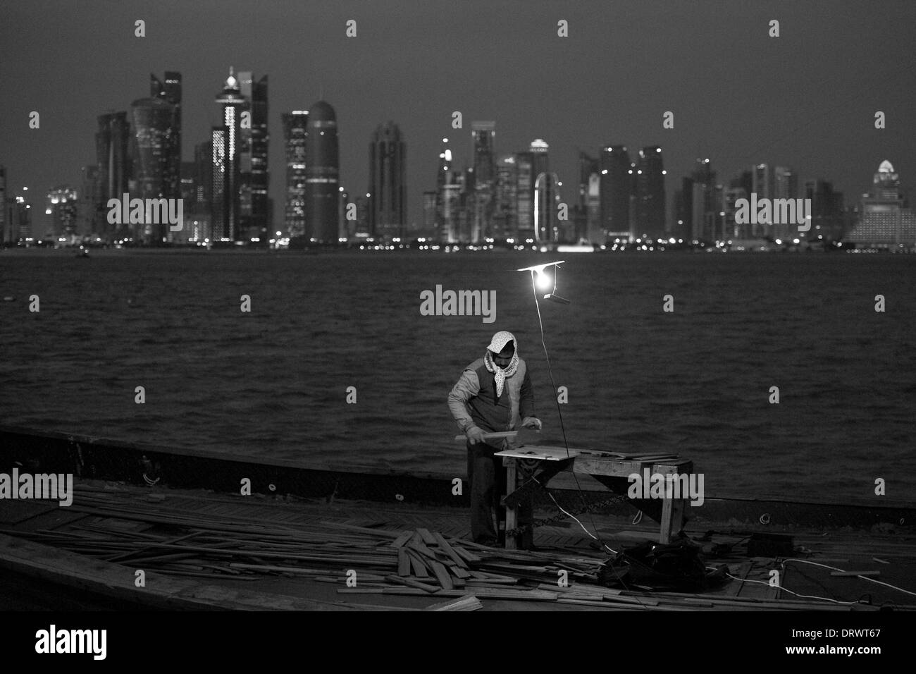 Il Qatar Doha, lavoratore immigrato Foto Stock