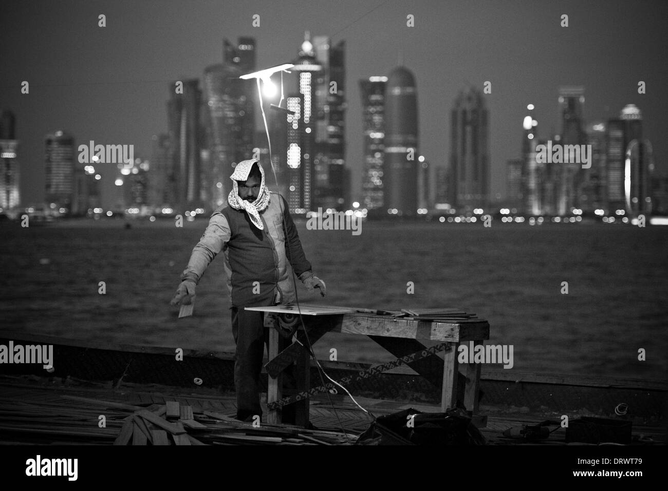 Il Qatar Doha, lavoratore immigrato Foto Stock