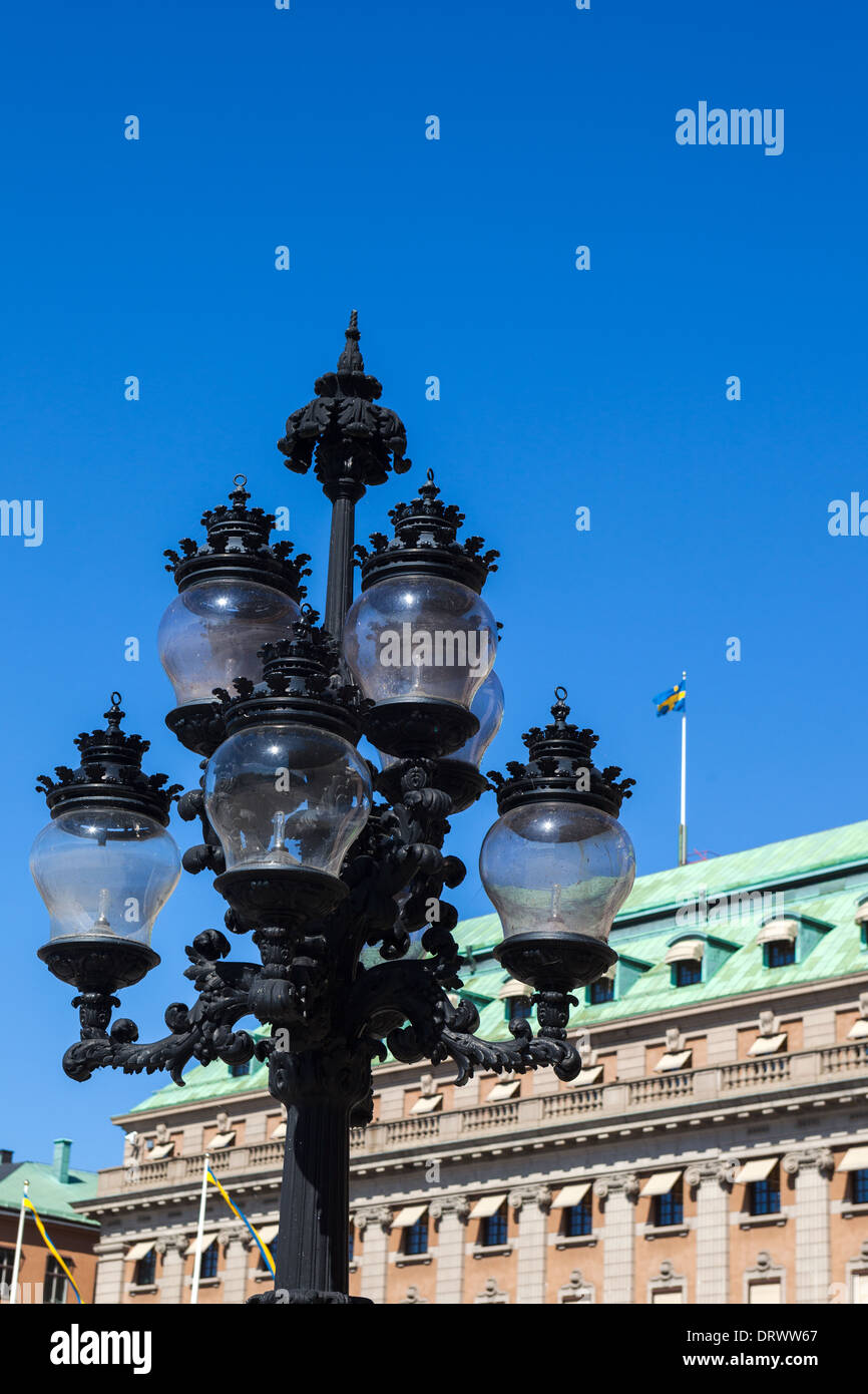 Ornati in lampade di via Stoccolma Svezia Foto Stock