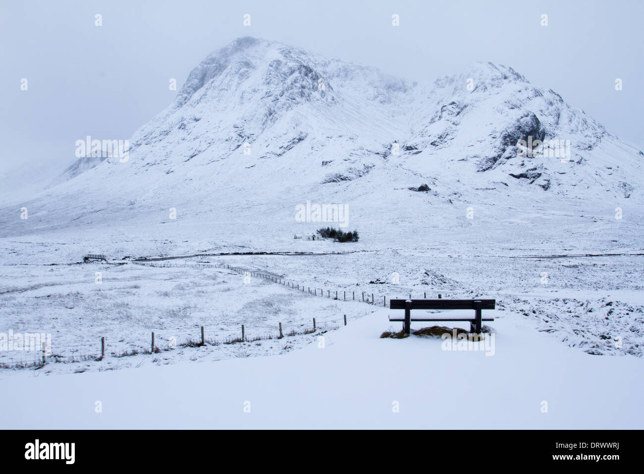 Buachaille Etive Mor, Glencoe, su un inverno nevoso del giorno Foto Stock
