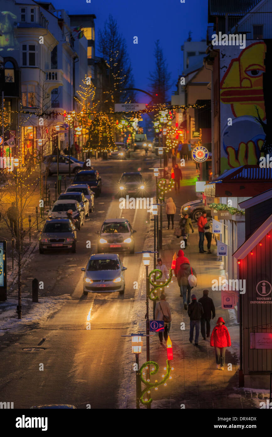 Il tempo di Natale, Reykjavik, Islanda Foto Stock