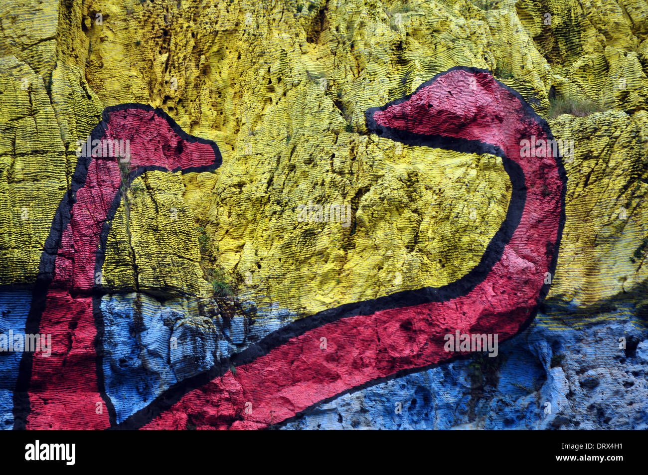 L'Avana, Cuba: dettaglio di una scogliera dipinto nella valle Vijales Foto Stock