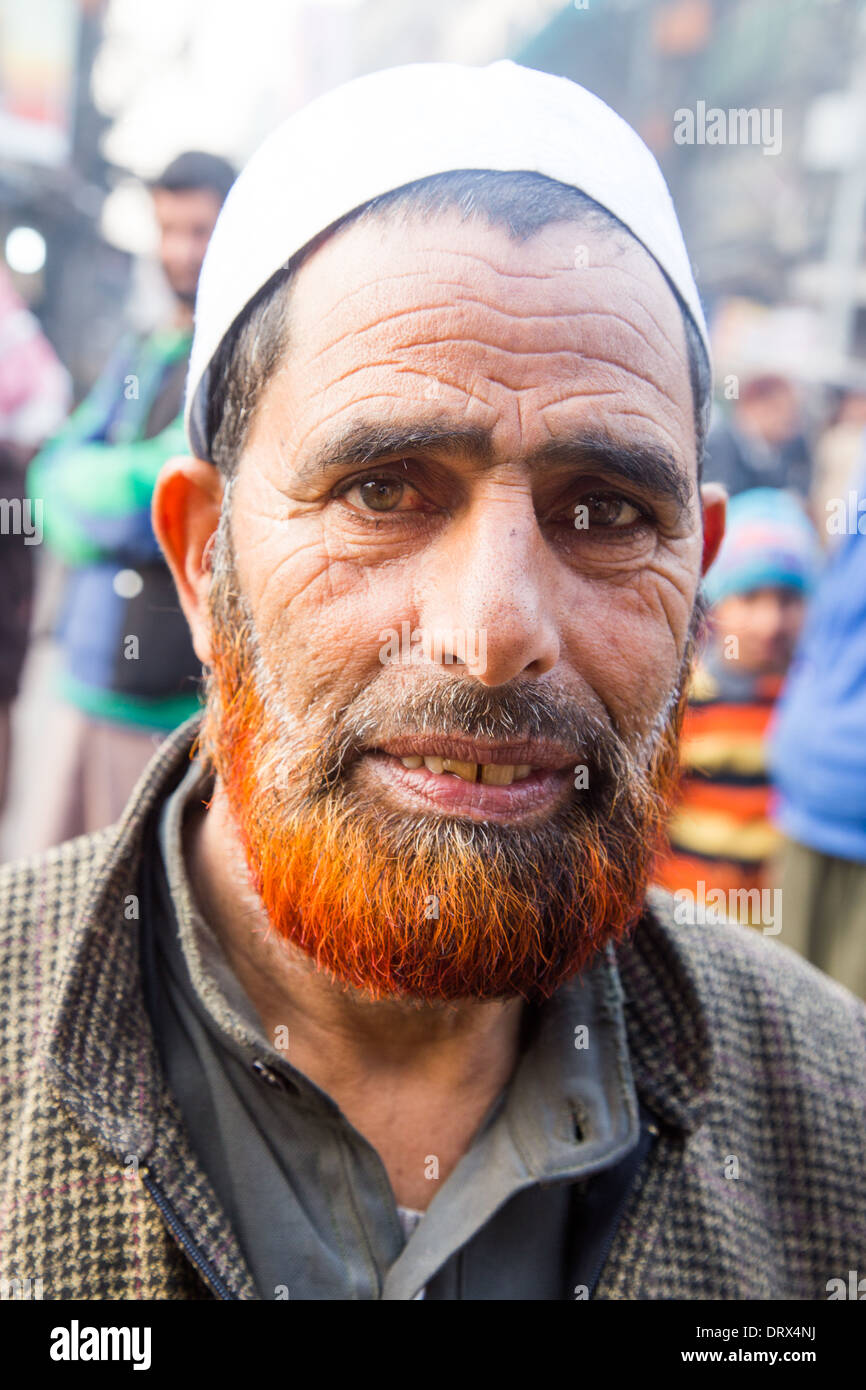 Uomo musulmano nella Vecchia Delhi, India Foto Stock
