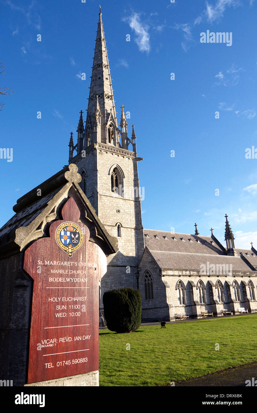 Chiesa di St Margaret, Bodelwyddan, il Galles del nord, conosciuta anche come la Chiesa di Marmo. Foto Stock