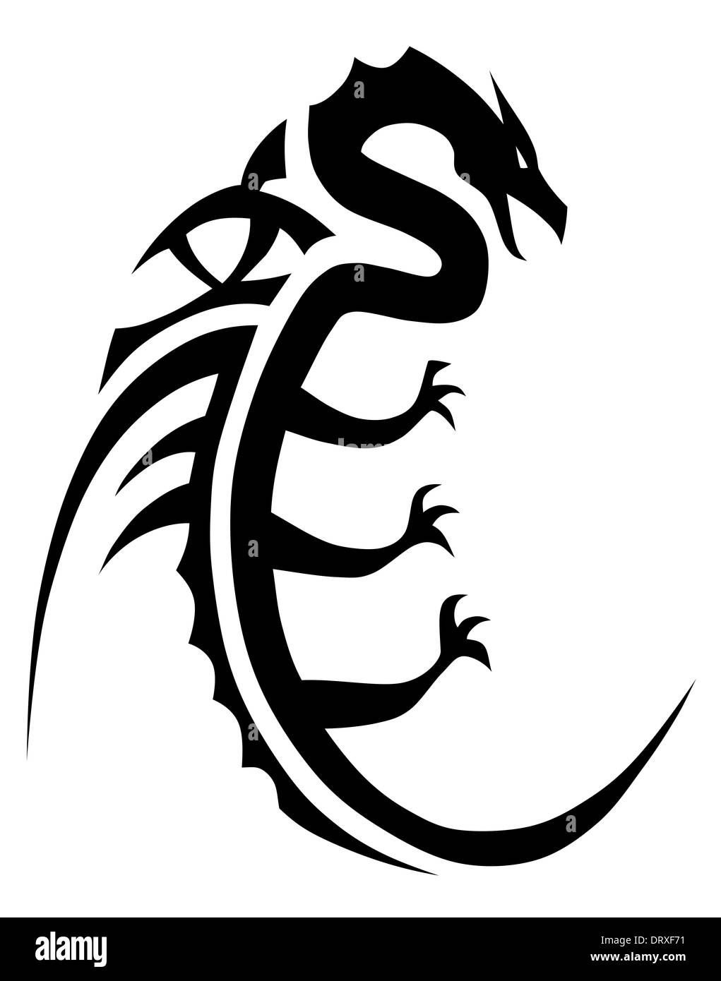 Illustrazione di una bella dragon su uno sfondo bianco. Foto Stock