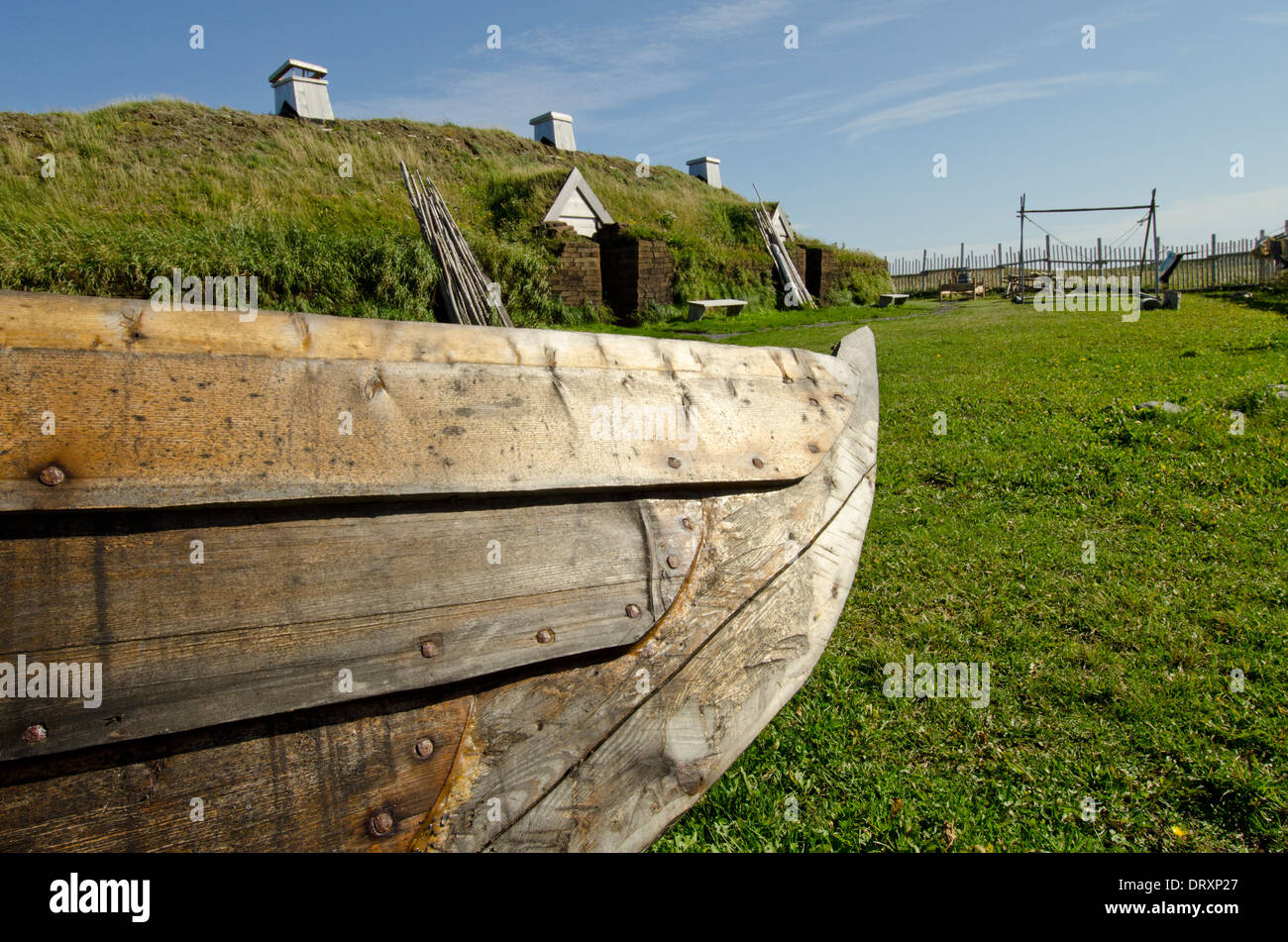 Canada, Terranova, L'Anse aux Meadows National Historic Site. Solo noto sito Viking in Nord America. Foto Stock