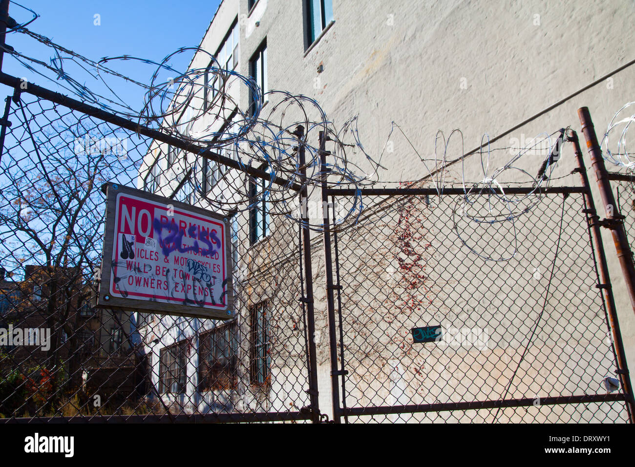 Cancelli di sicurezza, Williamsburg, Brooklyn, New York Foto Stock