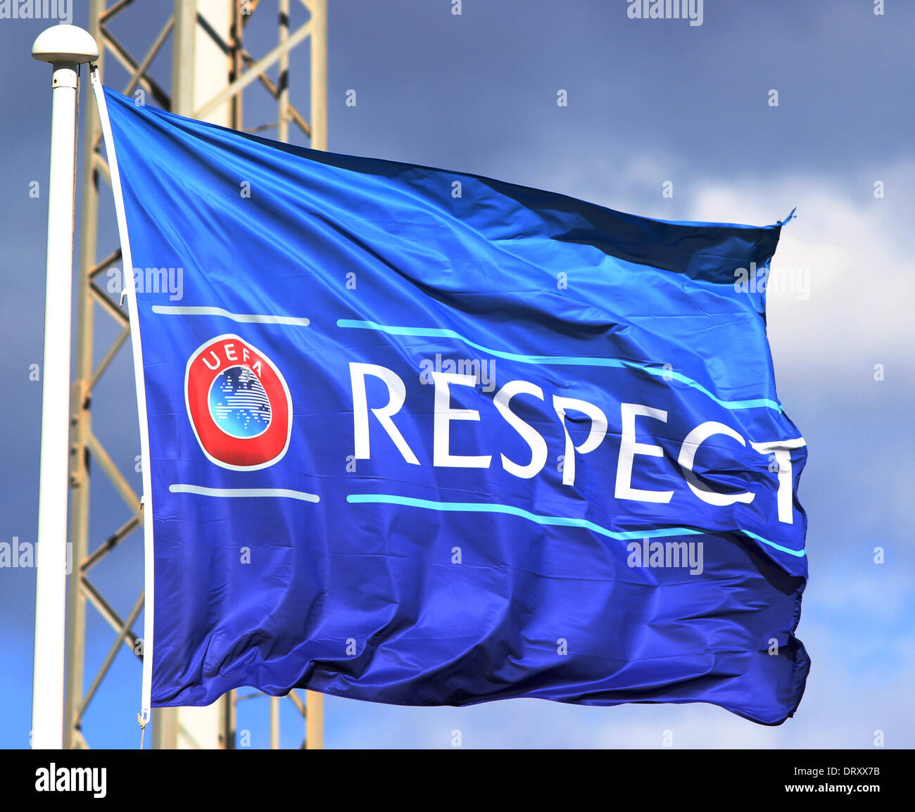 La UEFA rispetto Bandiera della campagna Foto Stock