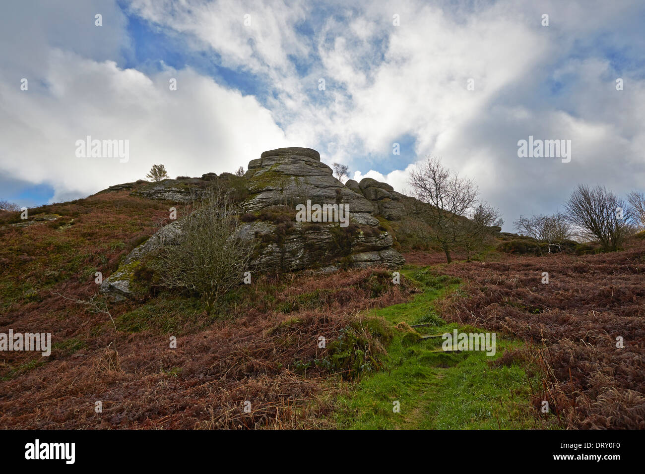Blackingstone rock o Blackystone Tor Parco Nazionale di Dartmoor vicino a Moretonhampstead Devon Foto Stock