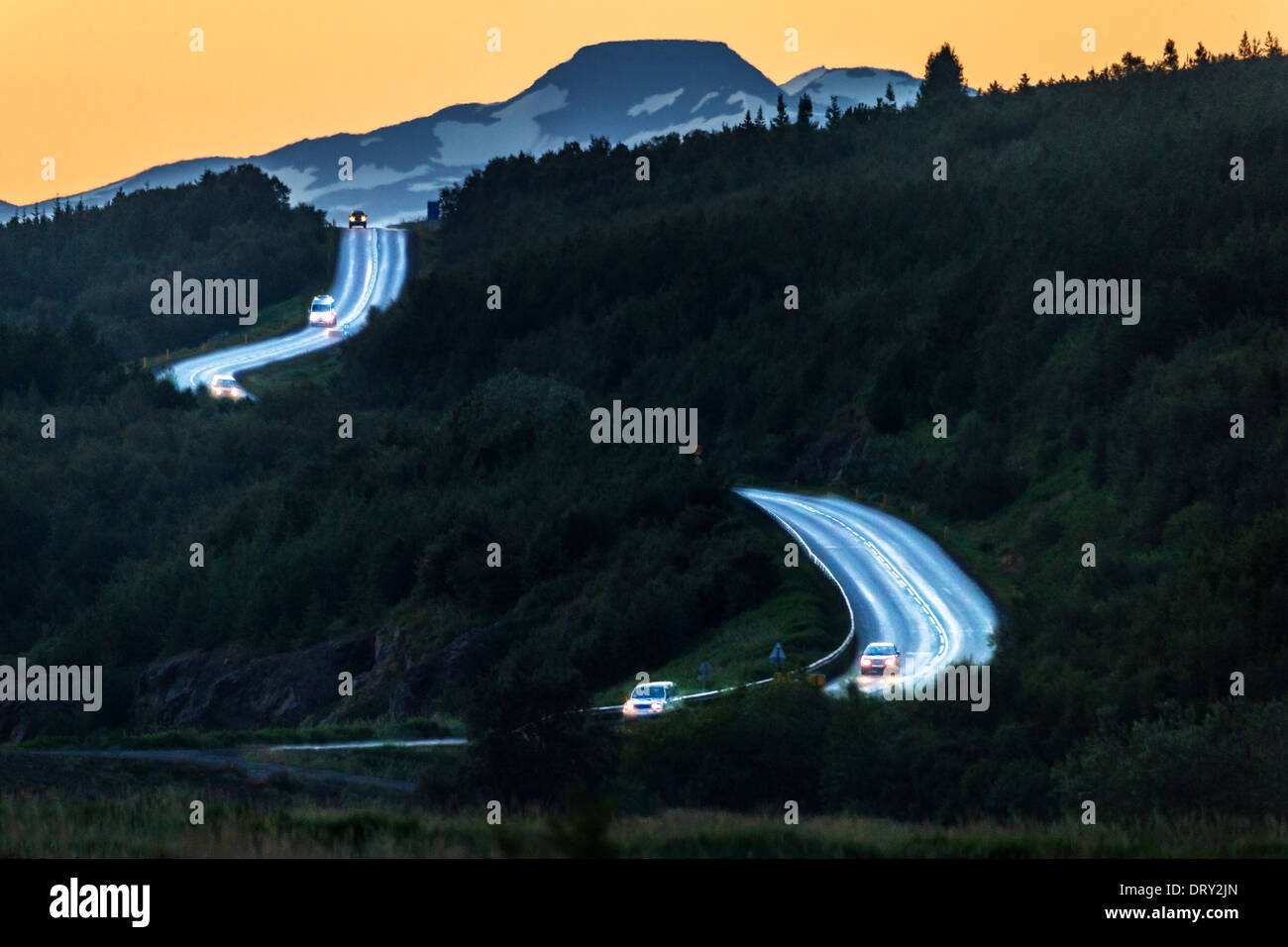 Strada di campagna, Eyjafjordur, Akureyri, Islanda Foto Stock