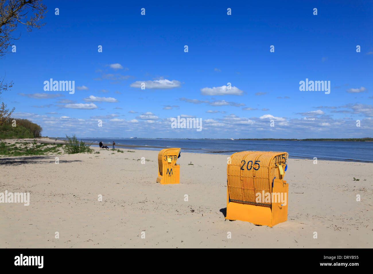 Fiume Elba ciclabile, Krautsand island beach, Bassa Sassonia, Germania, Europa Foto Stock