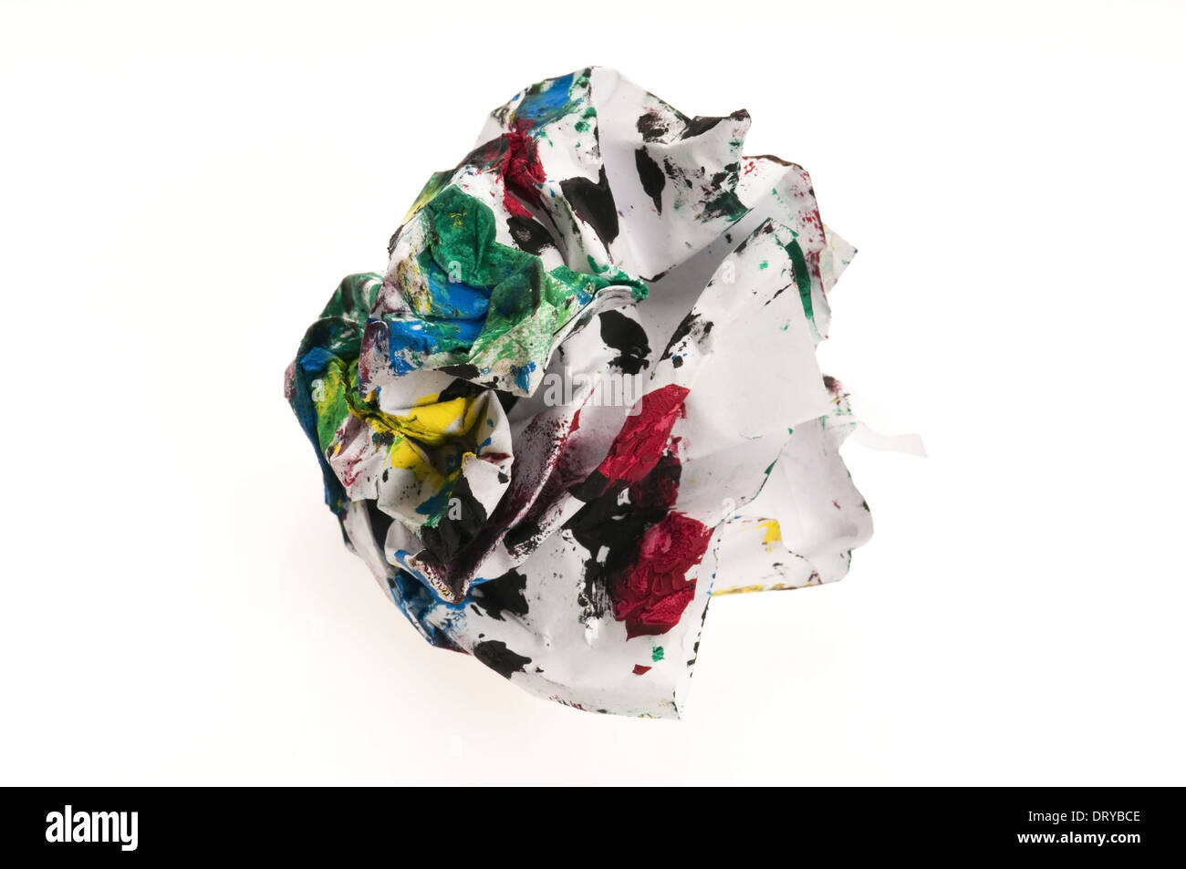 Carta sgualcita isolato su bianco Foto Stock