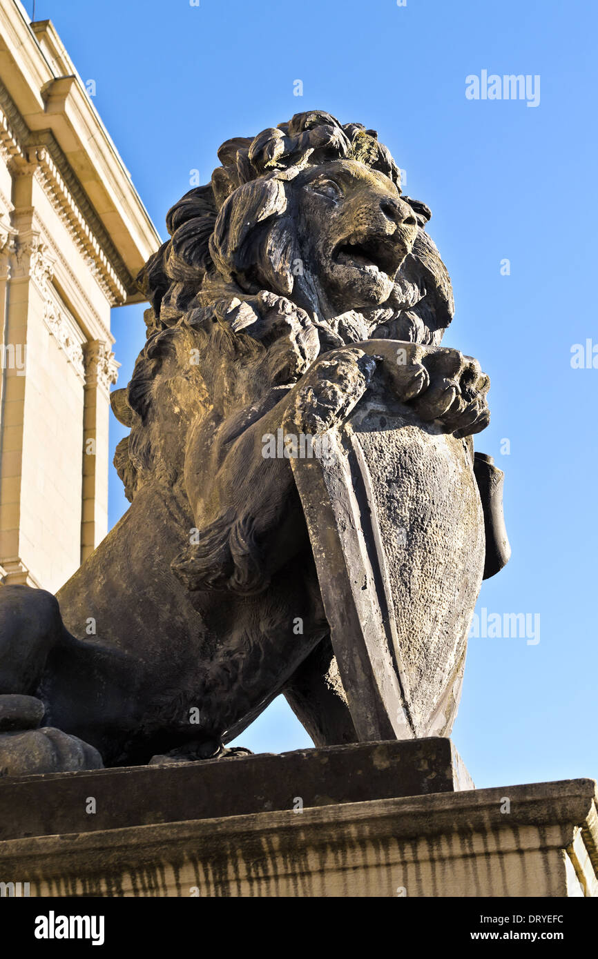 Koenigsberg lion. Kaliningrad (Koenigsberg prima del 1946), Russia Foto Stock