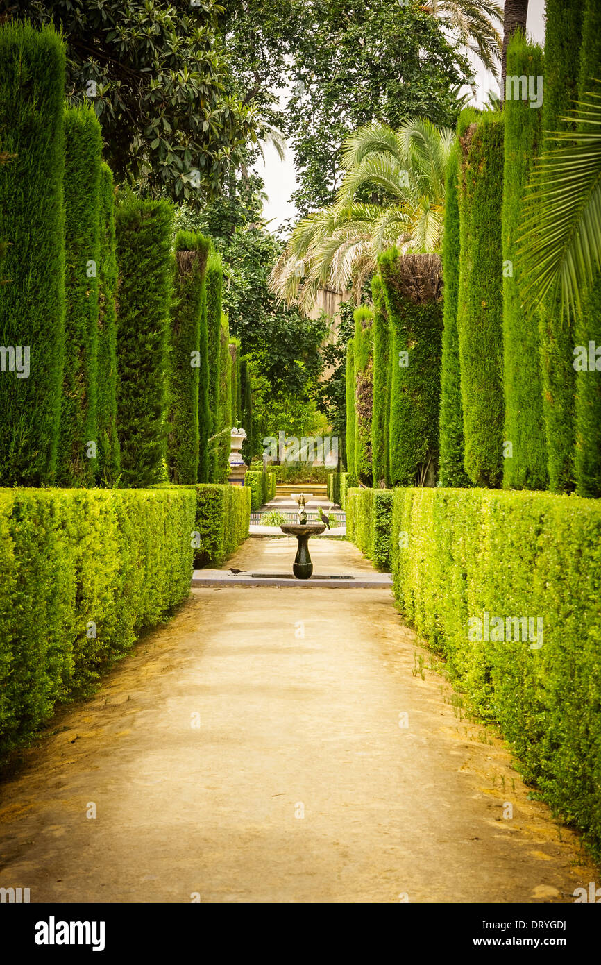 Giardino dei poeti di Alcazar, Sevilla Foto Stock