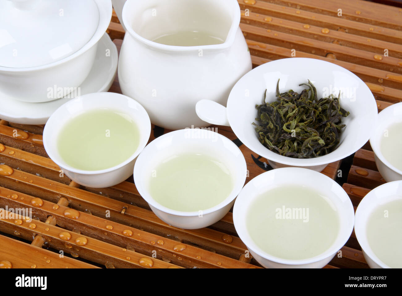 Il tè verde con servizio da tè Foto Stock