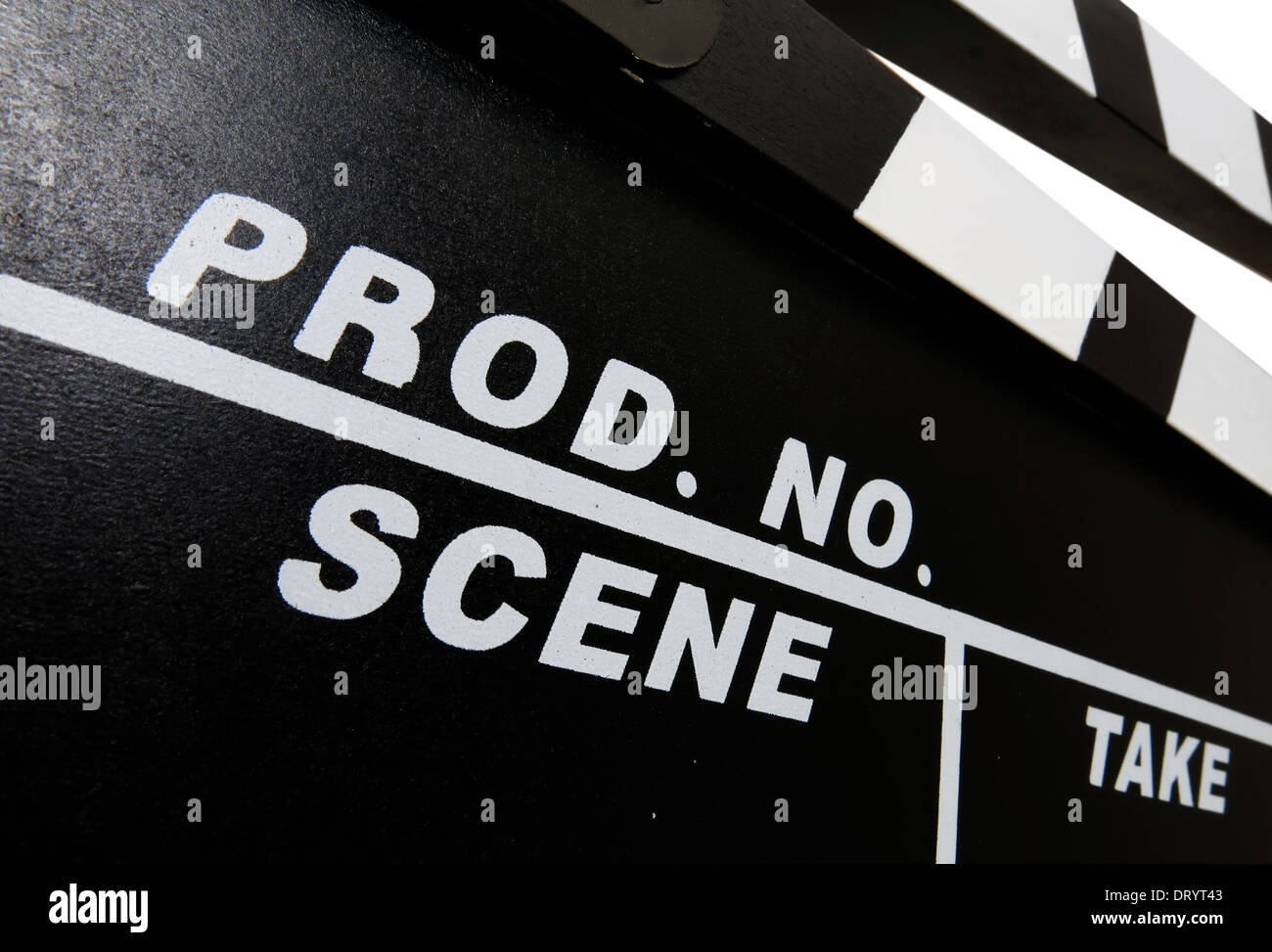 Clapperboard standard. Tutto su sfondo bianco. Foto Stock