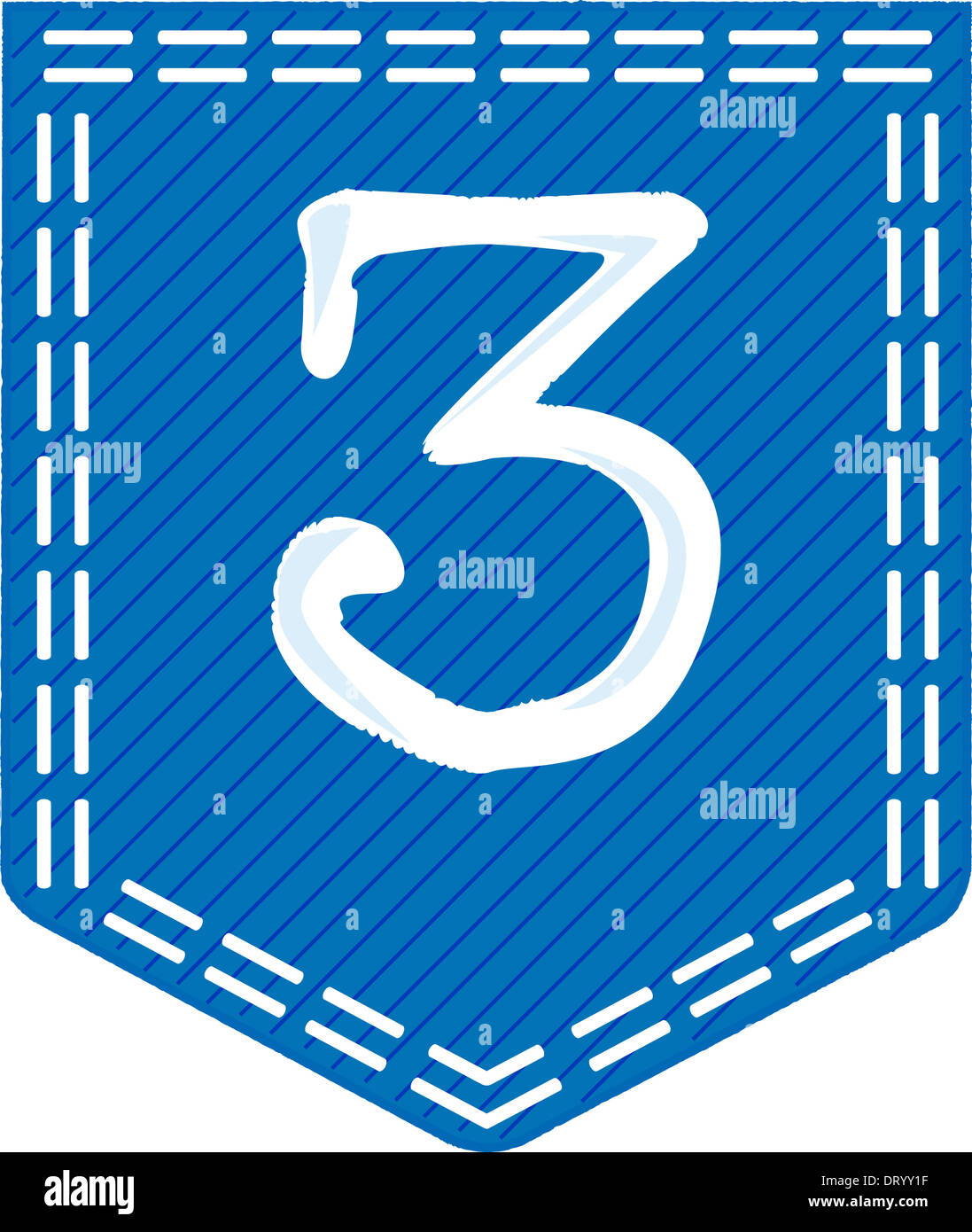 Un numero cucito su una tasca Foto Stock