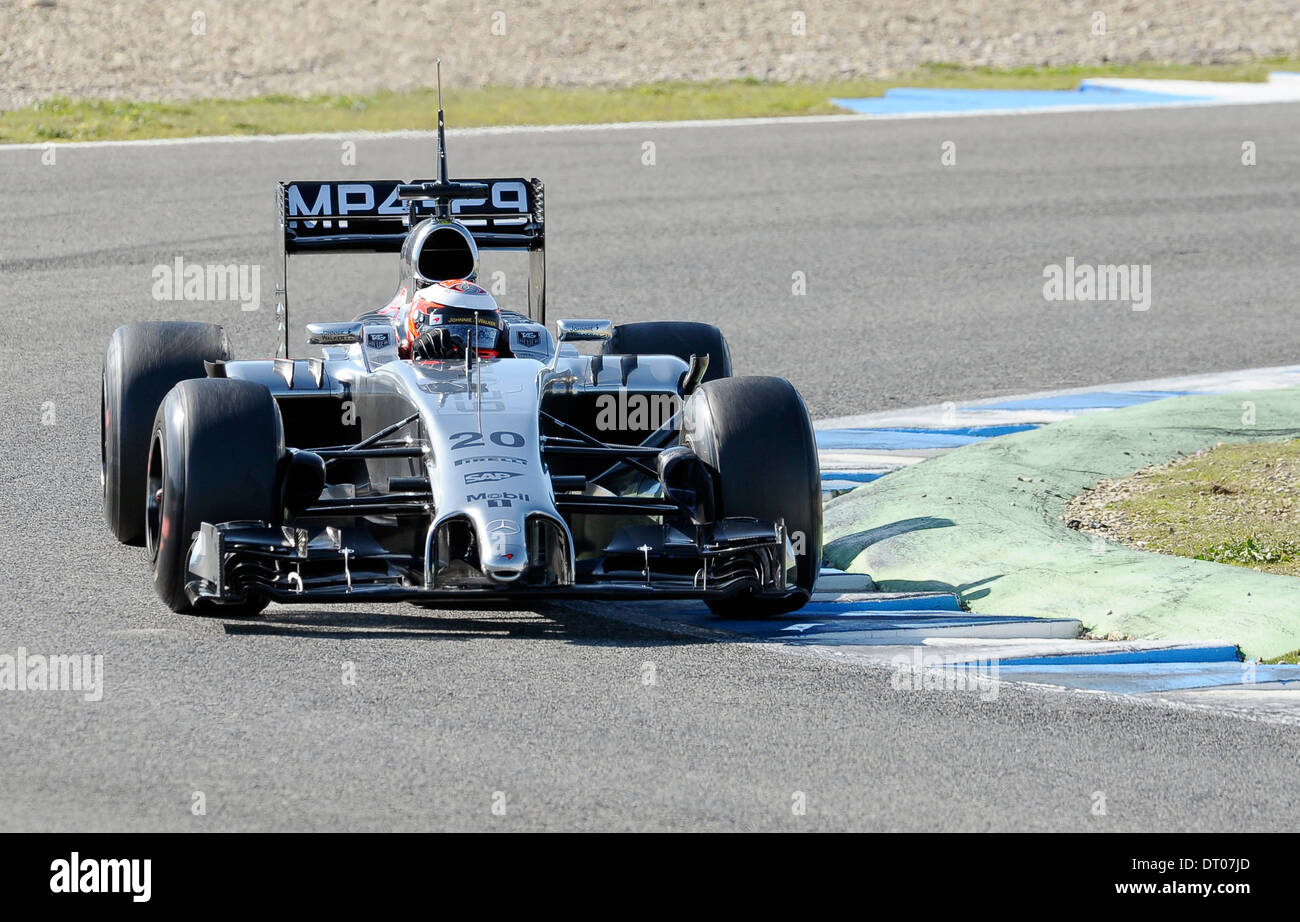 Kevin Magnussen (DK), McLaren MP4-29 durante la Formula Uno, test di Jerez, Spagna Feb.2014 Foto Stock