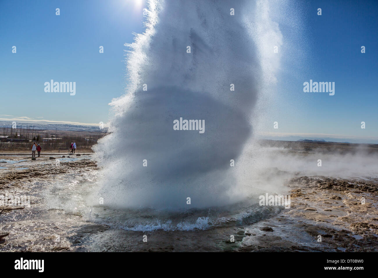 Strokkur geyser che erutta, Islanda Foto Stock