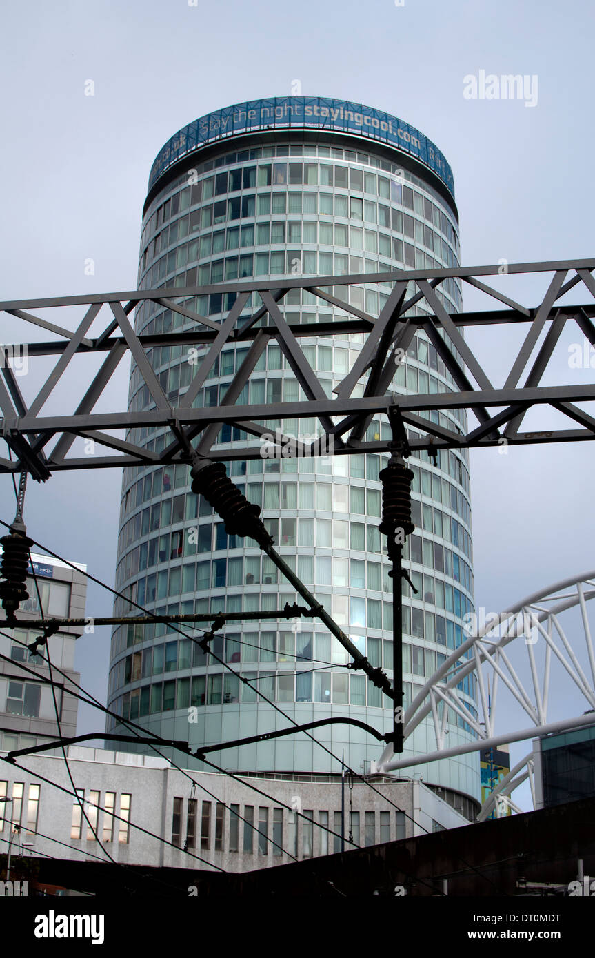 La Rotunda visto dalla stazione di New Street, Birmingham, Regno Unito Foto Stock