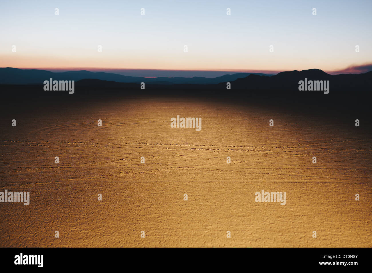 Black Rock Desert Nevada USA illumina il paesaggio del deserto al tramonto Foto Stock