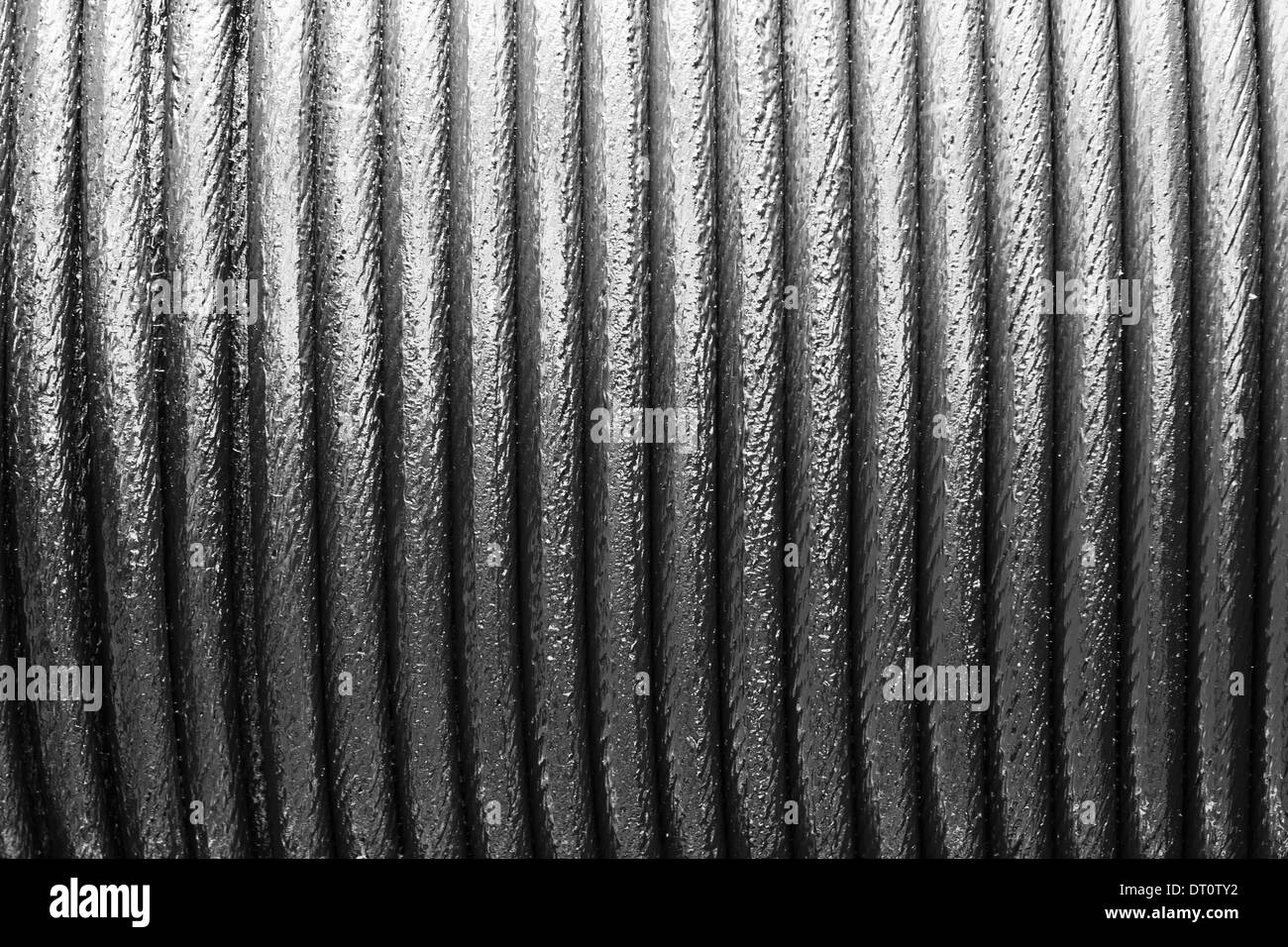 Primo piano di un metallo industriale fune o cavo Foto Stock