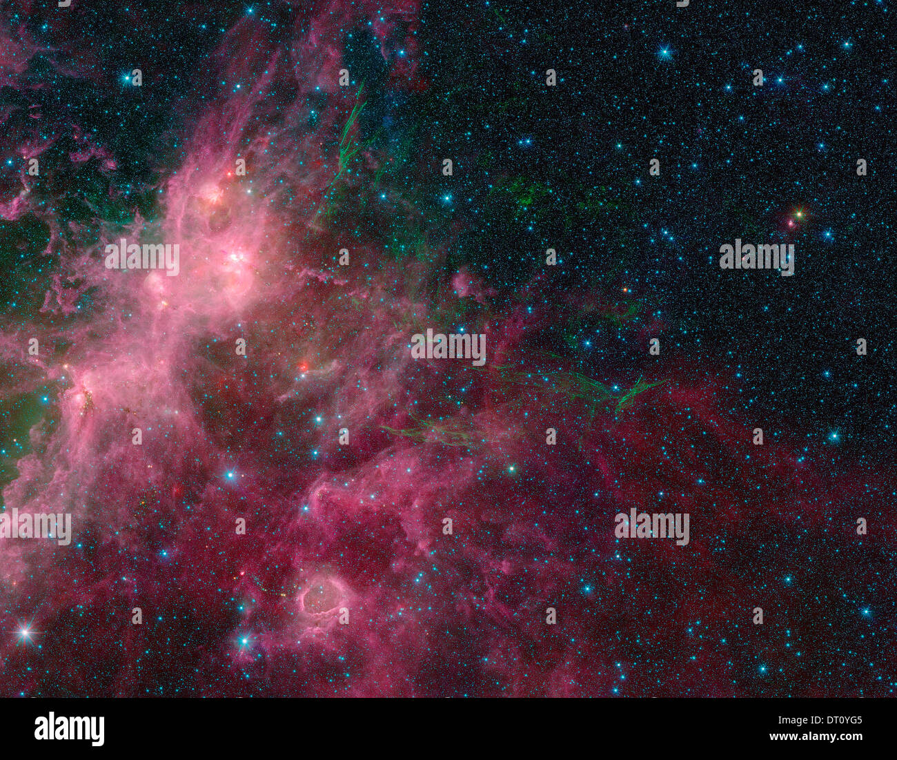 Immagine dalla NASA il telescopio spaziale Spitzer è che mostra la nascita e la morte delle stelle nel W3 e W5 star-formare regioni. Foto Stock