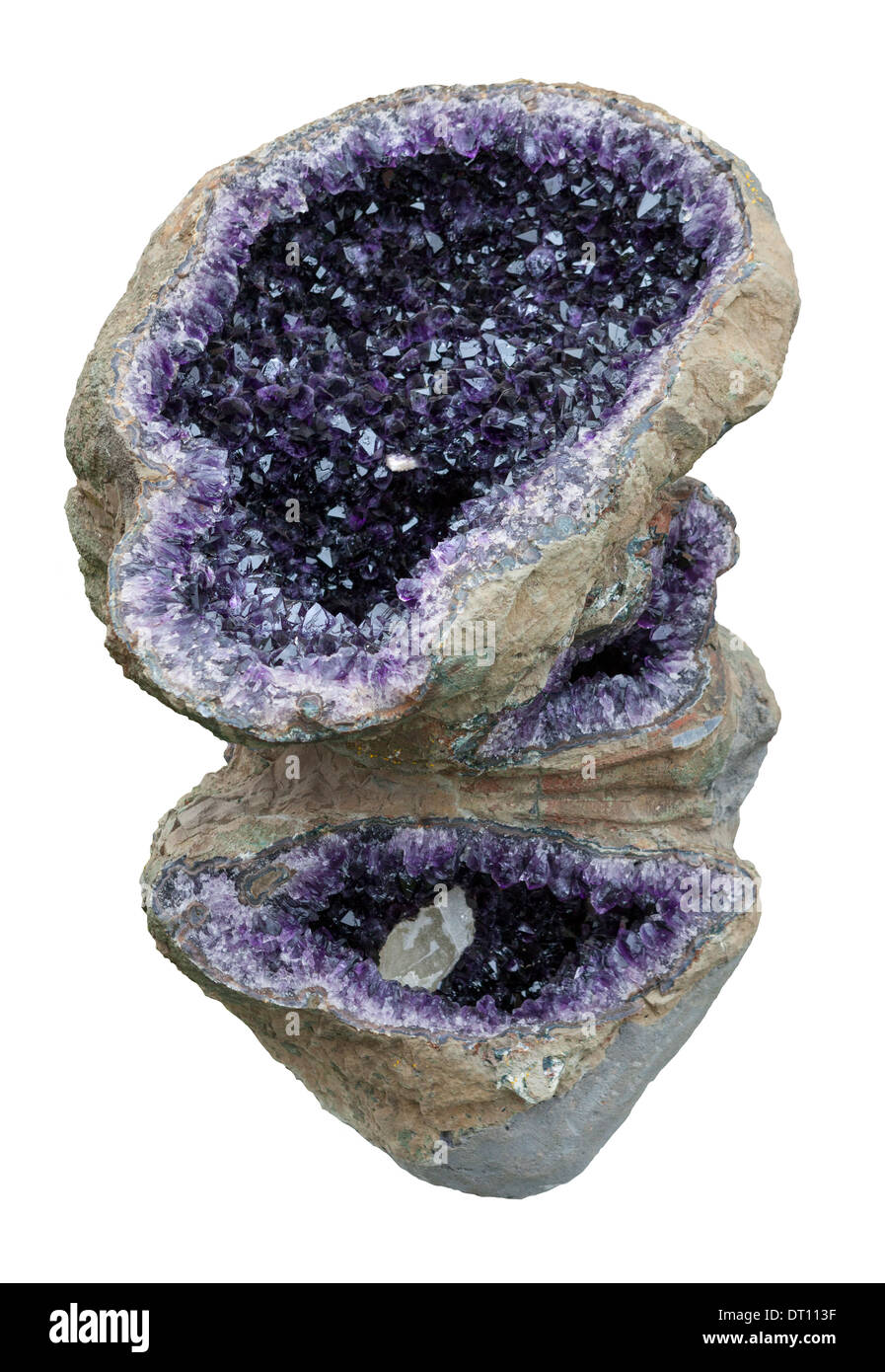 L'ametista è una forma viola di quarzo spesso usato in gioielleria. Foto Stock