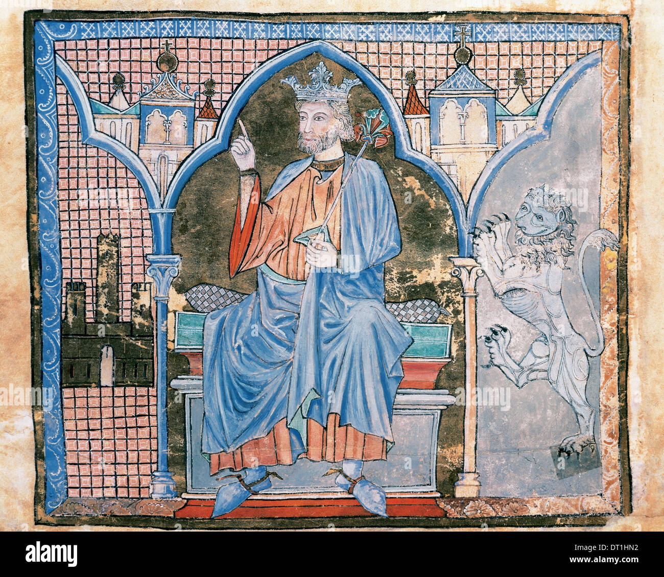 Ferdinando III di Castiglia, (1199-1252). Re di Castiglia da 1217 e Re di Leon dal 1230. Miniatura. Ritratto. Foto Stock