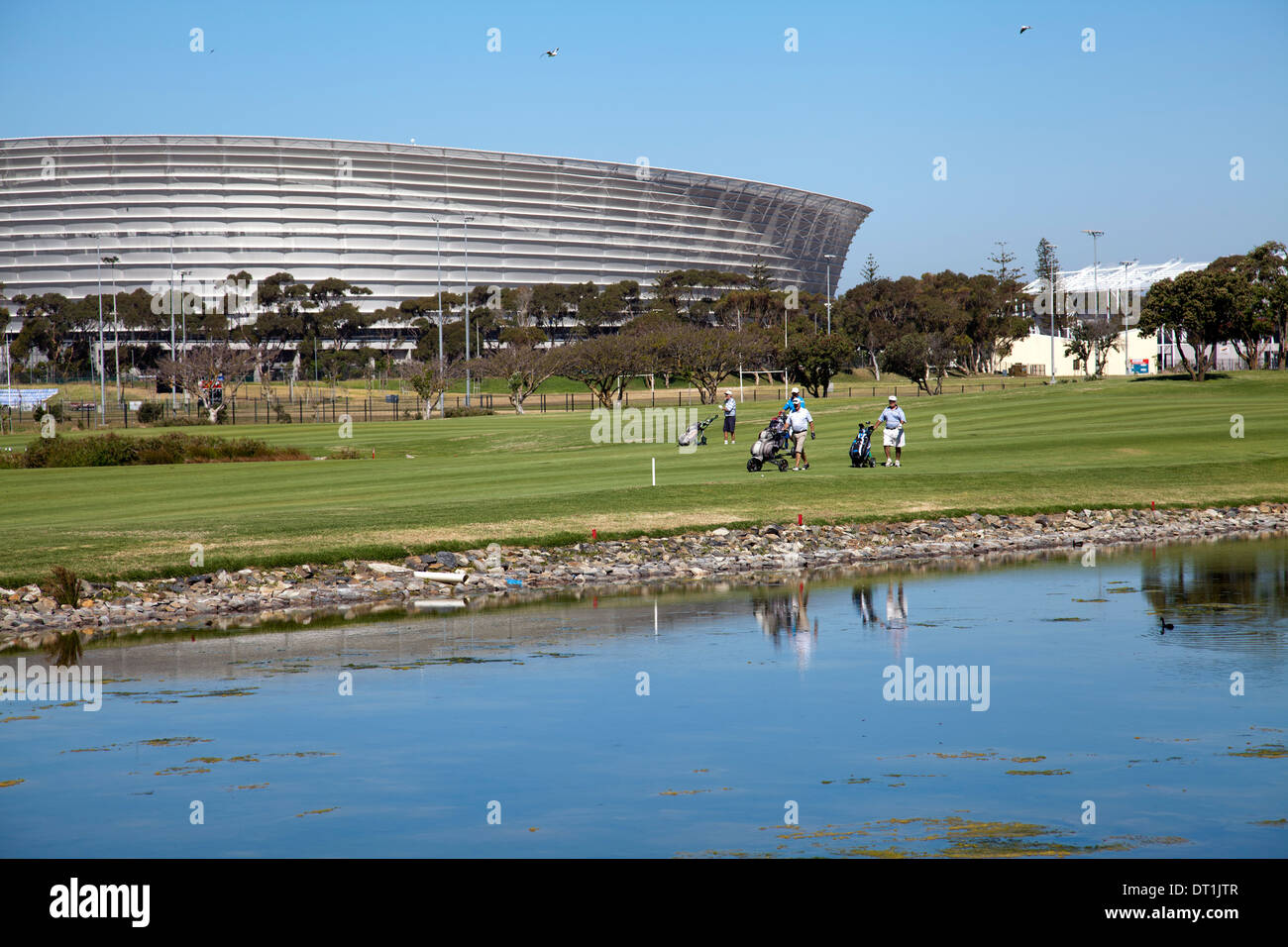 Corso di golf con Stadium dietro al Green Point Park in Città del Capo - Sud Africa Foto Stock