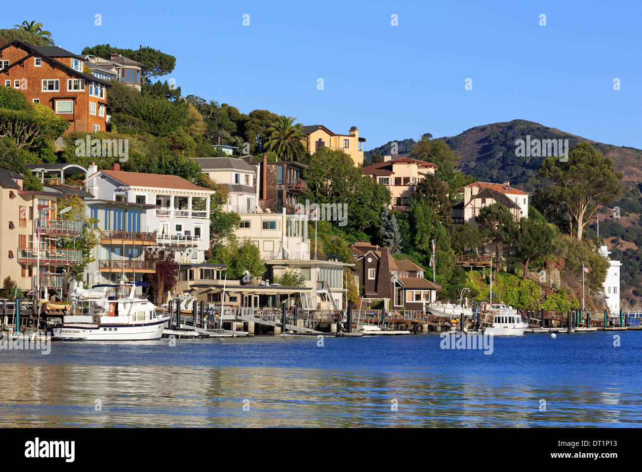 Waterfront homes in Tiburon, Marin County, California, Stati Uniti d'America, America del Nord Foto Stock