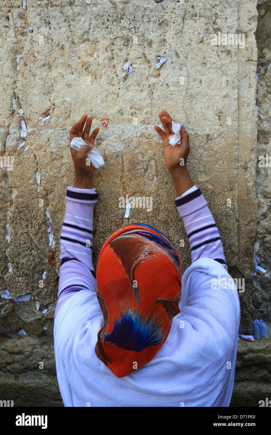 Le donne la sezione del Muro occidentale di Gerusalemme, Israele, Medio Oriente Foto Stock