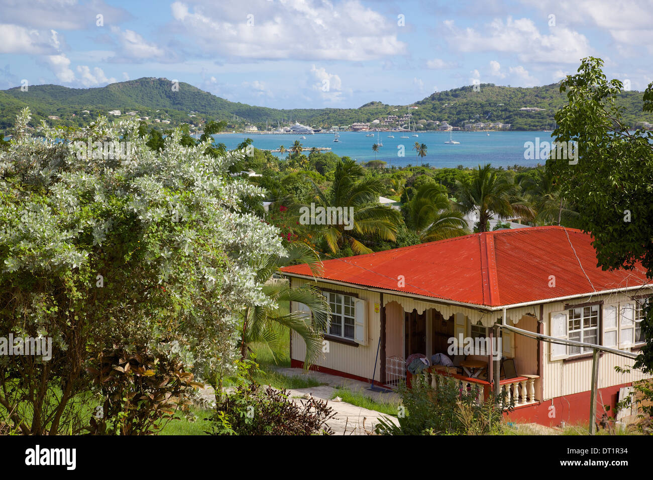 Vista di English Harbour e Nelson's Dockyard, Antigua, Isole Sottovento, West Indies, dei Caraibi e America centrale Foto Stock