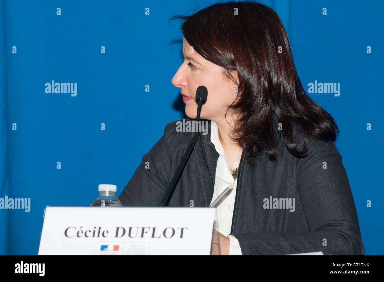 Cécile Duflot, Francese Ministre de l'Egalité des Territoires et du Logement, introduce la nuova legge in materia di regolamenti di alloggiamento Foto Stock