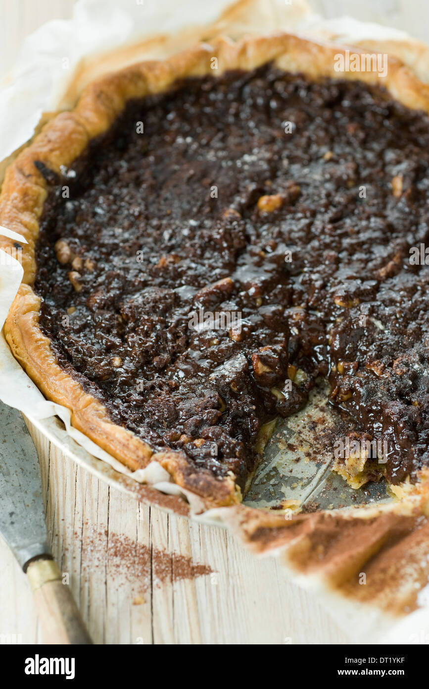 Tarte cioccolato, miele e noci Foto Stock