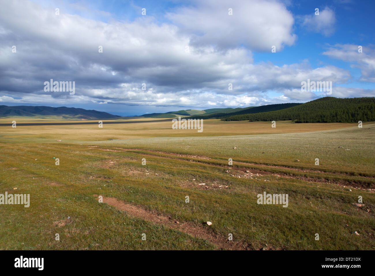 Alta valle lang nel nord della Mongolia montagne Foto Stock