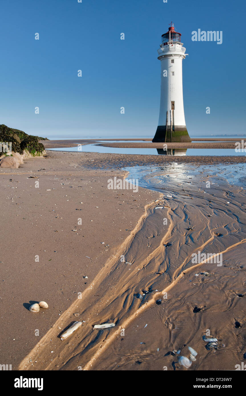 Pesce persico Rock Lighthouse, New Brighton, Wirral, Merseyside England, Regno Unito Foto Stock