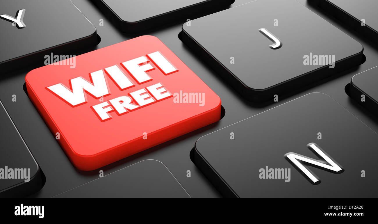WiFi gratis su rosso pulsante Tastiera. Foto Stock