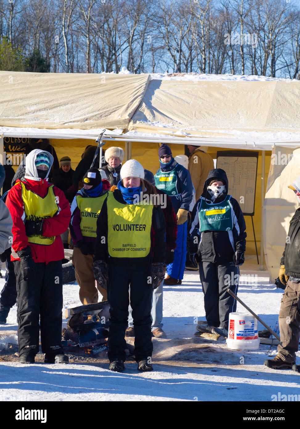 Scene da apostolo Isole Sled Dog Race, ospitato dall'Bayfield Camera di Commercio, vicino Bayfield, WI Foto Stock