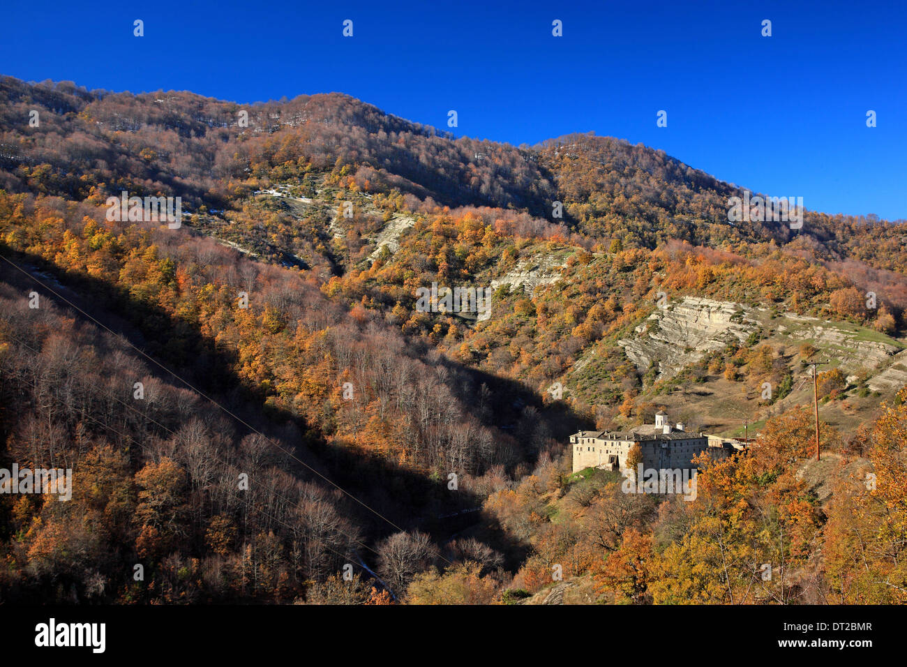 Il monastero di Agia Triada ("Santa trinità'), Voio montagna, vicino al villaggio di Vythos Kozani, Macedonia, Grecia. Foto Stock