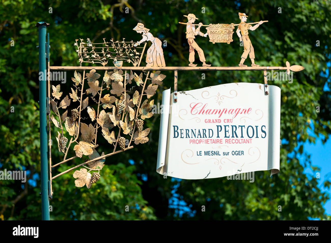 Champagne grand Cru Bernard Pertois vigneron sul Champagne itinerario turistico nella Marna, Champagne-Ardenne, Francia Foto Stock