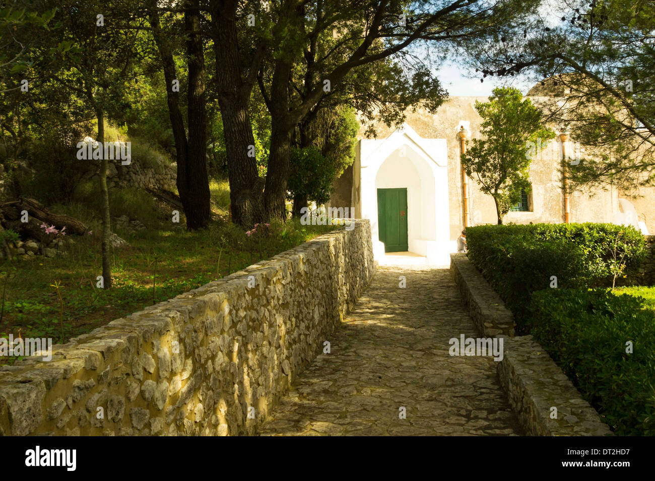 Ingresso di Santa Maria a Cetrella Chiesa, Monte Solaro, Capri, Campania,Italia, Europa Foto Stock